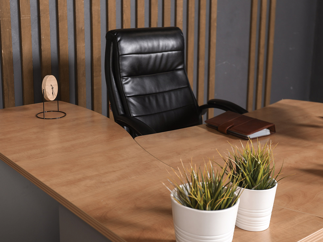 Стол руководителя Berlin DRL-220 Бостон ЛДСП Серый Россия (СРЭОРСР-251025)